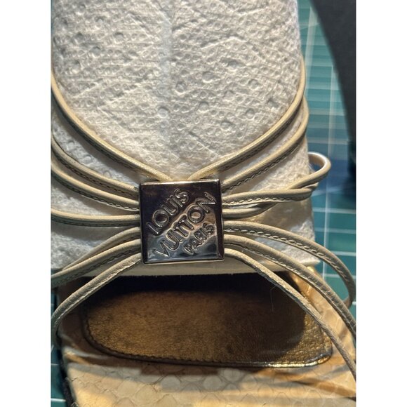 Louis Vuitton Womens Pale Sage Python Leather Strappy Heels Size 37 size 7 - Picture 2 of 7